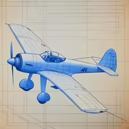 a blueprint shows the profile of an airplane