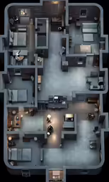 a 3d view of the floor plan of a room