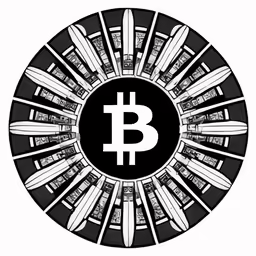the bit coin is depicted in black and white