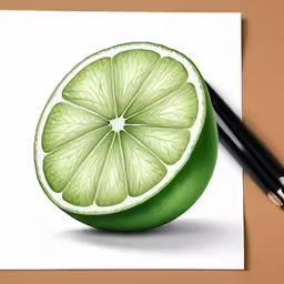 a lime painted with watercolors on a piece of paper