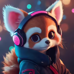 a little animal wearing headphones and jacket