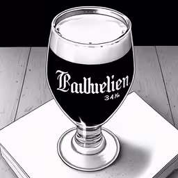 a drawing of a glass of beer and its coaster