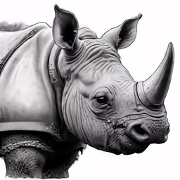 black and white rhino in a leather outfit