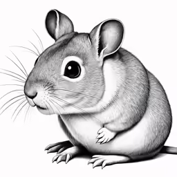 a penciled photo of a mouse