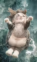 a man floating in the water while holding onto his head