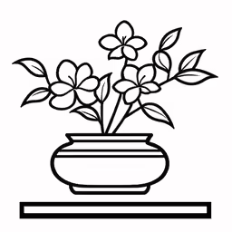 a drawing of a vase with flowers in it