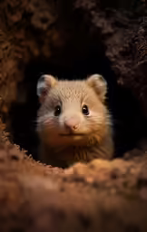 an animal that is sitting inside of a hole