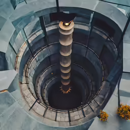 there is an image of a circular stairs