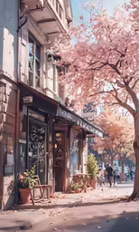 a street corner has a small store with lots of windows
