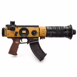 an ar rifles with a camera attached to it