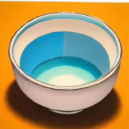 this bowl is sitting on the counter in blue
