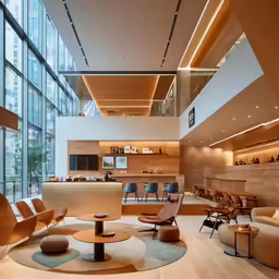 a living room with lots of furniture and glass walls