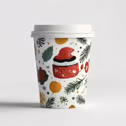 a coffee cup with different designs on it
