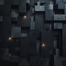 some black square shapes with lights at their ends