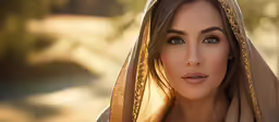 an attractive young woman in a blanket covered head