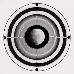 a black and white photo with circular object