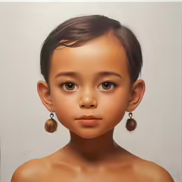there is a girl with big earrings standing up