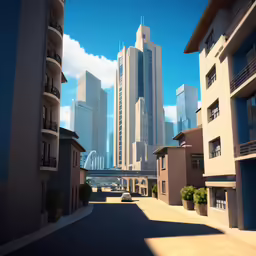the view of city from down one lane