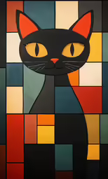 an artistic picture with a cat that looks like it is looking down