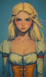 a painting of a blonde woman in a dress