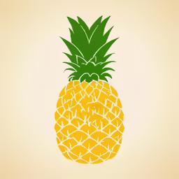 a yellow pineapple in a green cut outs pattern on a cream background