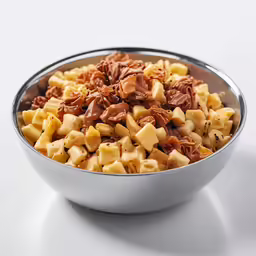 a bowl with many kinds of food in it