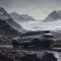 this car is going off in the mountains