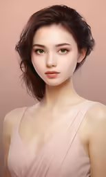 a rendering of a woman in a pink dress