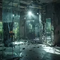 a very large room that has some glass doors