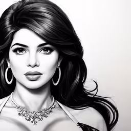 an artistic drawing of a woman with long hair