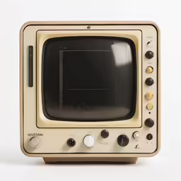 the white and black television is on display