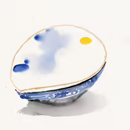 an illustration of a blue plate with a yellow top