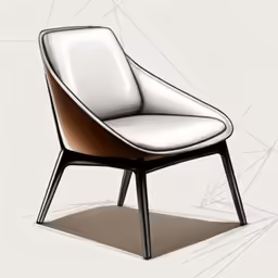 the arm chair has a white and black design on it