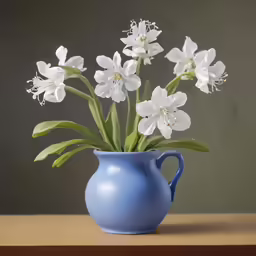 a pitcher filled with flowers on a table