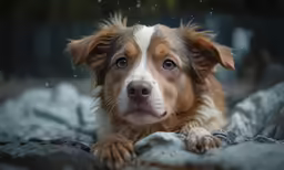 this dog is laying down looking for something