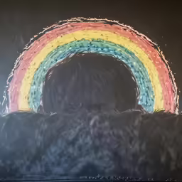 a rainbow - colored picture that is in the dark