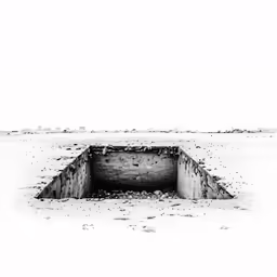 a large long trench sitting in the middle of a desert