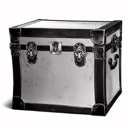 black and white picture of an antique trunk