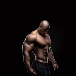 a black male in a black shirt and black shorts