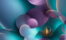 a wall covered in blue and purple abstract art