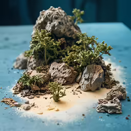 a very odd looking thing on a blue table