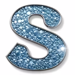 the letter s with blue dots on it