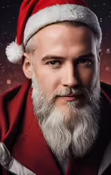 there is a santa claus looking ahead with a beard