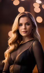 the blonde beauty is posing for a portrait