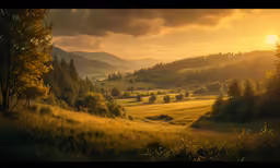 the sun is setting over the mountains in the valley