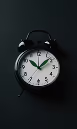 an alarm clock displays 5 15 in front of a black background