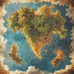 an artistic scene of plants growing from the air