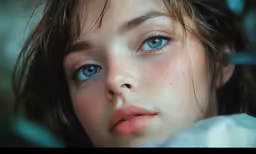 an close up of a young woman with freckled hair