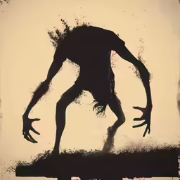there is a man on the ledge with splats coming from him