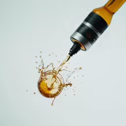 an open bottle of beer being poured into a glass